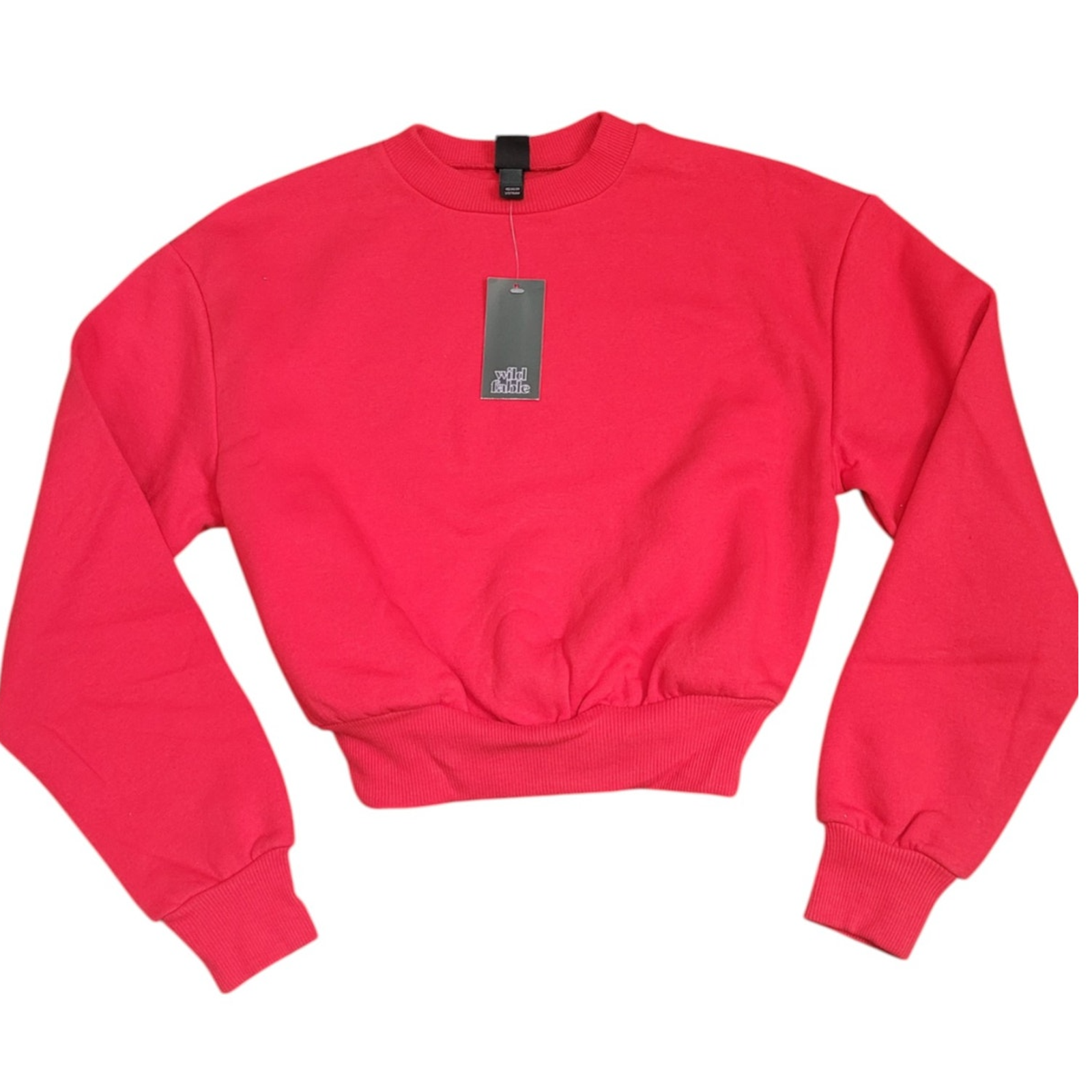 Wild Fable Cropped Sweatshirt Red Large| Pullover, Long Sleeve, Crew Neck